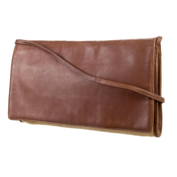 Bottega Veneta Raffia Crossbody Bag Brown Leather Trimmed w/Detachable Strap - Picture 2 of 7